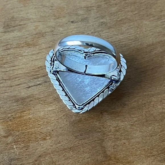 SELENITE GEMSTONE RING STAMPED 925 SILVER PLATED SIZE 6 - Picture 4 of 9
